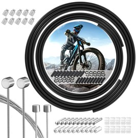 Universal Bowden Cable Set, Complete Set Brake Cable and Shift Cable Set, with Outer Cover Cable Hose Bowden Cable End Caps, Set for 1 Bicycle MTB