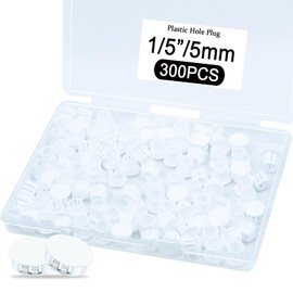 300Pcs 1/5" White Plastic Hole Plugs, White Knockout Plugs for Round Holes in Kitchen Cabinet