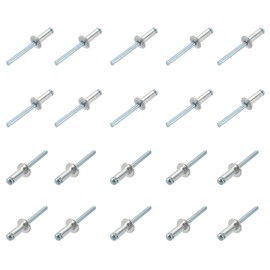 QUARKZMAN 6 mm x 20 mm Blind Rivets x 20 Pieces Aluminium/Steel Rivets for Metal and Plastic and Leather [Silver Tone]
