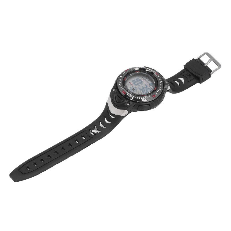 Black Men Digital Watch Waterproof LED Backlight Stopwatch Countdown 12/24