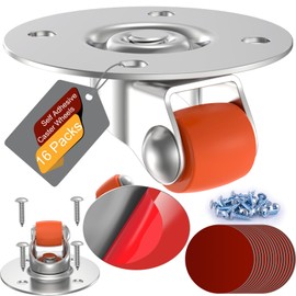 COOWOO Ruedas autoadhesivas de 0.75 pulgadas, giratorias de 360°, nano calcomanía fuerte, placa de acero, capacidad de carga de 30 libras por rueda, fácil instalación, paquete de 16