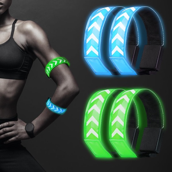 SYAKZK LED Bracelet, Men Women, Pack of 4 Reflective Tape,