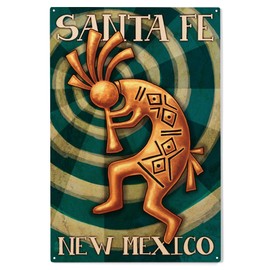 Lantern Press 10x15 Inch Wood Sign, Ready to Hang Wall Decor, Santa Fe, New Mexico, Kokopelli
