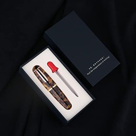 Majohn Q1 - Pluma estilográfica Fude con punta doblada, de acrílico Amble, diseño rechoncho, sistema de llenado cuentagotas, pluma de bolsillo de gran