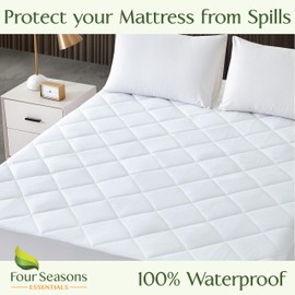 King Size Quilted Mattress Pad - Fitted Waterproof Mattress Protector, Pillow Top Mattress Topper, Premium Quality Hypoallergenic Mattress Cover