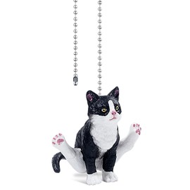 Dotlite Cat Ceiling Fan Pull Chain,Cute Realistic Gym Cat Fan String Pulls Charm Extension Decorative,12in 3mm Diameter Beaded Fan Light Pull Chains Extender Ornaments with Connector for Kids Room