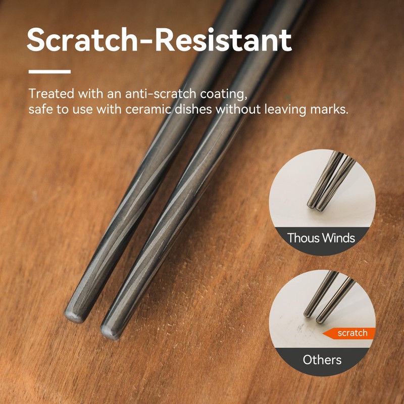 Thous Winds Titanium Chopsticks with Storage Bag, Lightweight Reusable Camping
