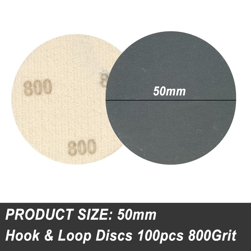 Wanmutrun 50MM Waterproof Sandpaper Hook and Loop 100pcs Grit 800