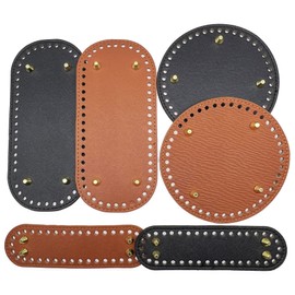 Yayatty 6 Pcs PU Leather Bag Bottom Oval Knitting Crochet Bags Bottom Shaper with Holes for DIY Handbag Shoulder Bags Purse Making Supplies