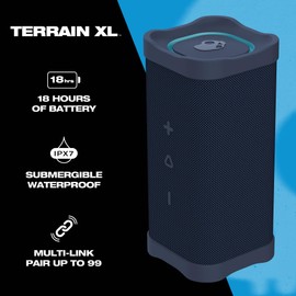 Skullcandy Terrain XL Wireless Bluetooth Speaker - IPX7 Waterproof Portable Speaker, 18 Hour Battery, Nylon Wrist Wrap, True Wireless Stereo