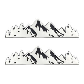 Snow Mountain Tree Emblem for Car, 2 Pcs 7 Inch Mountains Graphic Logo Badge, Trunk Mountain Logo Emblem for Trunk Tailgate Emblem, Car Exterior Acces