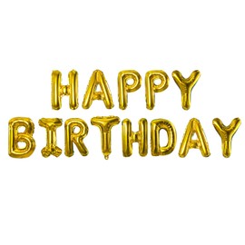 TRIXES Gold Happy Birthday Letter Balloons