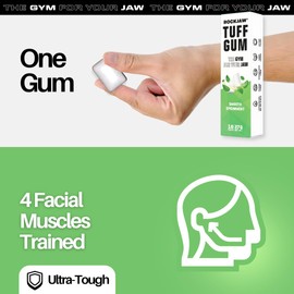 ROCKJAW® Tuff Gum 2.0 with B Vitamins (Stim-Free) - 10 Pack - 100% Xylitol, Aspartame-Free, Sugar-Free (Smooth Spearmint)