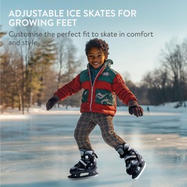 Navaris Adjustable Ice Skates, Large - Comfortable & Robust Ice Skate Shoes for Teens, Women & Men - Perfect for Training, Hockey, Figure Skating and Leisure - Size EU 39-42, Grey