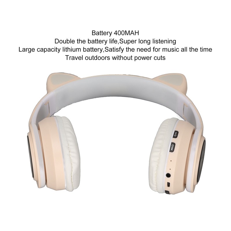 Glowing Cat Ears Bluetooth Headphone Bass Foldable Wireless Headwear Breathing