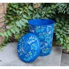HOZUSO Hand Painted Metal Trash Can with Lid Recycling Canister