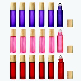 Rowcay 18pcs Empty Essential Oil Roll-on Bottles, 10ml/0.33 Oz Frosted Glass Perfume Bottles with Stainless Steel Balls, Portable and Reusable Empty Glass Roller Bottlefor Aromatherapy, Perfume Oils