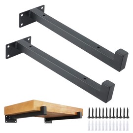 AddGrace 2 Pack Industrial Black Floating Shlef Brackets Retro Wall Mounted Square Shelf Supports Black 10 Inch