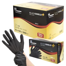 Disposable Black Nitrile Gloves, 1000 Gloves Case, Small, Cleanshield+, Disposable Work Gloves, 6 MIL Premium Dexterity & Quality, Powder-Free, Latex-Free, Black, S