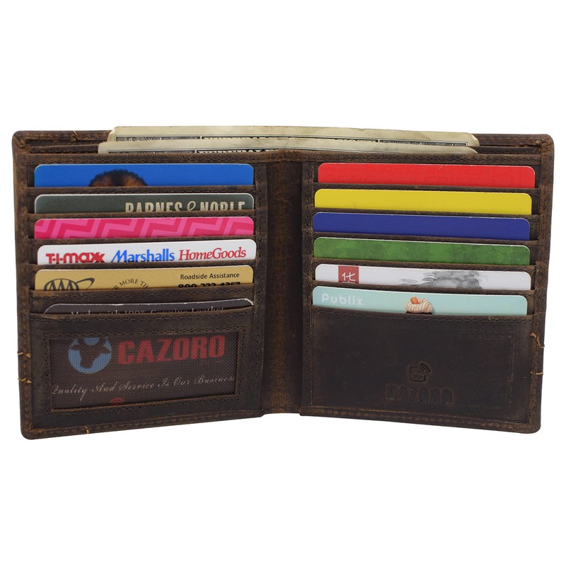 RFID Blocking Men's Slim Bifold Hipster Credit Card Vintage Leather