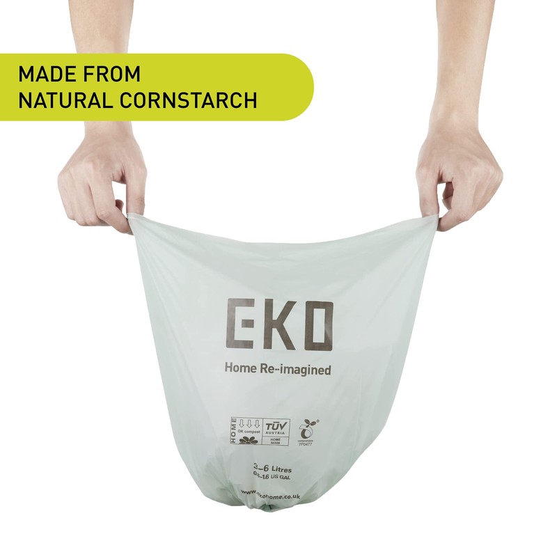 EKO Compostable Bin Liners For Food Waste Caddies, 3-6 Litre