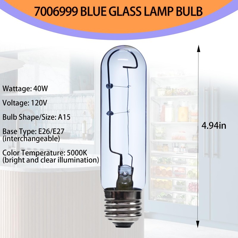 Parzuozenney Upgrade 7006999 Blue Glass Lamp Bulb Replacement for E26