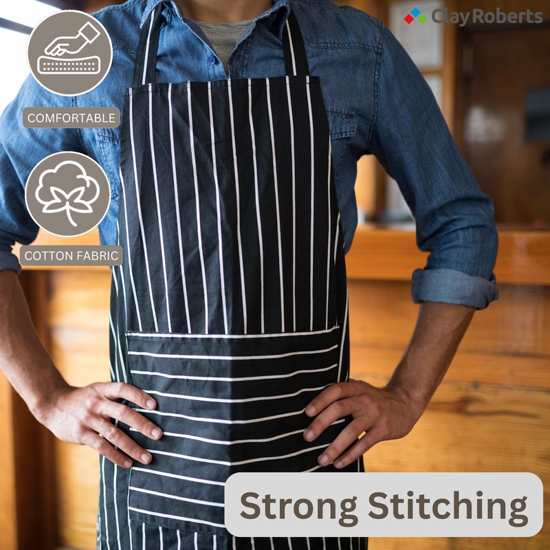 Clay Roberts Chefs Apron, Black, Cooking and Baking Apron for