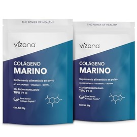 VIZANA NUTRITION  Colágeno Hidrolizado Marino (Bacalao Salvaje Aguas Profundas) Tipos I y III en Polvo 300g (pack-2 Bolsas de 150g cu) con Ácido...   