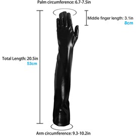 LOVART'S BEAUTY Sexy PU Leather Long Gloves, Glossy, 20.5 inches (52 cm), Black, Black