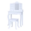 Teamson Kids White Wooden Vanity Table and Stool Set for