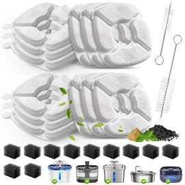 Bengor Cat Water Fountain Filters - 12 Pack with Sponges