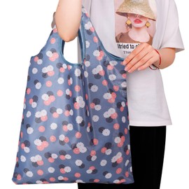 Mayoii 4pcs Reusable Shopping Bags, Foldable Shopping Bags Washable Grocery Bags Foldable in a Pouch Eco Tote Shopping Bag Groceries Tote Bags (Muiticolor-Set1, One Size)