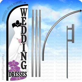 WEDDING DRESSES - Windless Swooper Flag 15' KIT Feather Banner Sign - wz