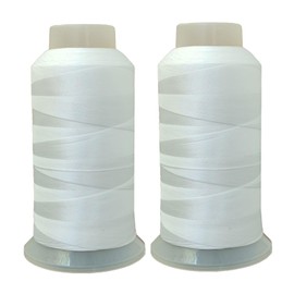 Polyester Thread Heavy Duty Bonded UV Resistant Outdoor Thread #69 T70 Size 210D/3Ply for Marine Upholstery, Leather, Sewing Crafts, 3000Yards Pack of 2 (White)