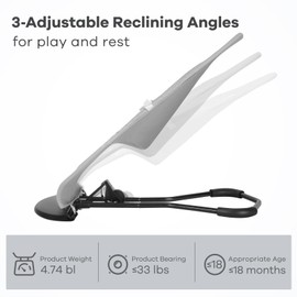 HKAI Baby Bouncer, Portable Baby Bouncer Seat for Babies 0-18 Months, 100% Cotton Fabrics, 3 Modes of use with Rocker and Stationary Options, Infant Rocker Chair with Hanging Toys-Organic Oat