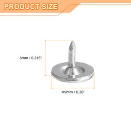 uxcell Upholstery Tacks Nail Pins Furniture, 50Pcs 9x8mm Thumb Tack Pins Assortment Kit Carbon Steel for Home Sofa DIY Decorative Nail Heads Nails, Silver Tone