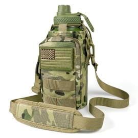 32 Oz Water Bottle with Sleeve - Military Green Stainless Steel Metal Insulated Water Jug, Sports Bottle for Gym Hiking Camping Camo Water Bottle Pouch