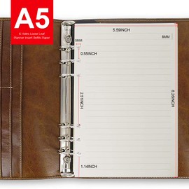 FANDAMEI 4 Packs A5 Refills Paper - 360Pages/ 180 Sheets 6 Hole Punched Paper, A5 Refills Inserts Paper, Refillable Lined Paper for A5 Organiser Planner in Office School