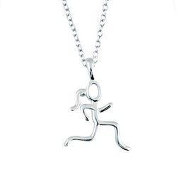 Gone For a Run Sterling Silver Stick Runner Necklace | .925 Sterling Silver Necklaces | Running Jewelry | 16" Cable Link Chain