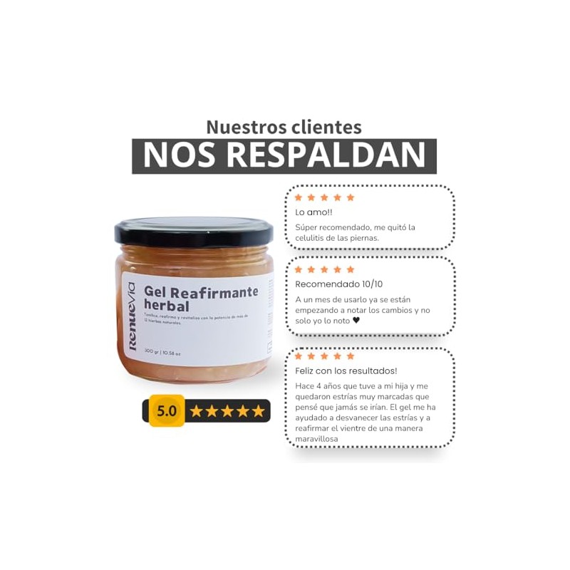 Gel Reafirmante Herbal, 300 g, Fórmula Natural con Mentol y