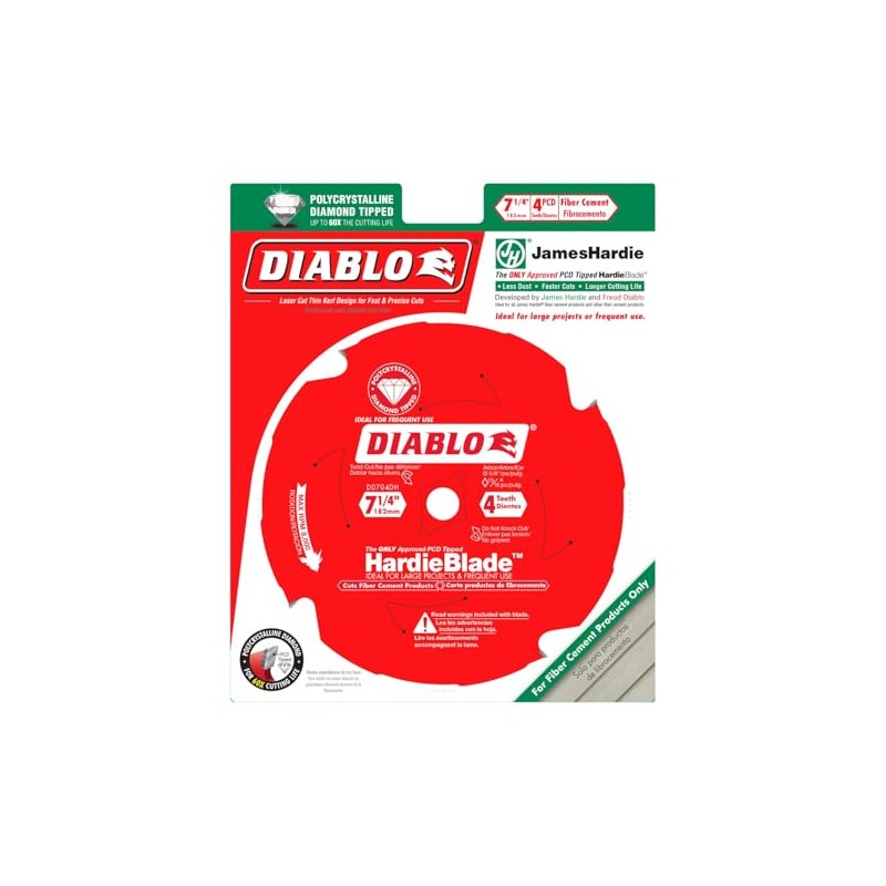 Diablo PCD Fiber Cement HardieBlade with Non-Stick Perma-Shield Coating -