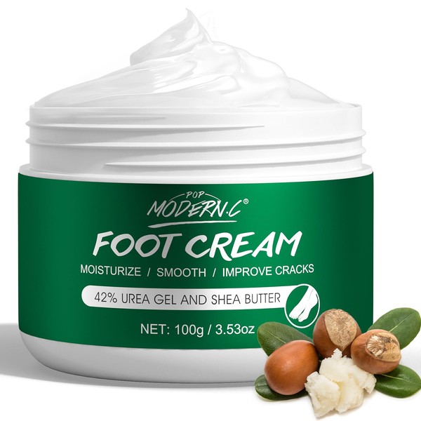 Foot Cream, Urea 42% Cream Shea Butter Foot Cream, Healing Foot Lotion for Dry, Cracked Skin and Rough Callus Feet, Moisturising Foot Repair Cream for Foot Care of Men Women, 100 g
