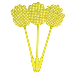 OFXDD Fly Swatter, Long Fly Swatter Pack, Fly Swatter Heavy Duty, Yellow Color Shape Palm (3 Pack)