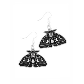 HAQUIL Luna Moth Dangle Drop Earrings, Moon Phase Moth Butterfly Charm Pendant, Vintage Goth Gothic Earrings Jewelry Gift for Women