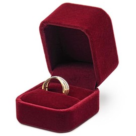 MYEBIUAI Velvet Ring Box Wedding Valentine's Day, Premium Engagement Ring Gift Box Jewelry Ring Display Holder Case for Proposal Ceremony (Wine)