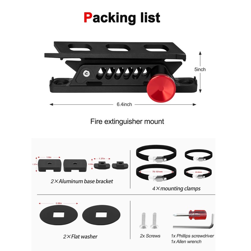 ZIDIYORUO MOLLE Panel Fire Extinguisher Mount Kit Fits 1"-2" Rigid
