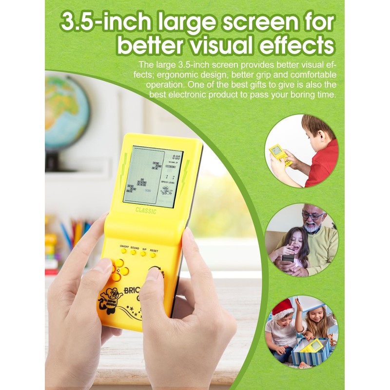 HLF 3.5-inch Large Screen Retro Brick Game Console - Built-in