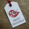 Christmas Tags 'Merry Christmas' with Birds Snowflake x 6 Xmas