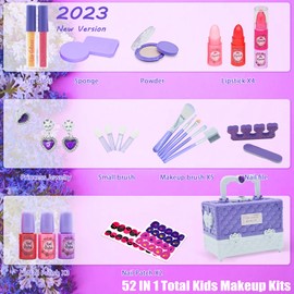 Kids Makeup Kit for Girl - Safe and Washable Makeup for Kids, Real Girls Makeup Kit, Toddler Makeup Kit with Cosmetic Case, Girls Toys Age 4-12, Princess Toys Birthday Gifts for Girls(Dark Purple)