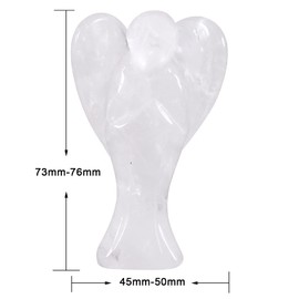 mookaitedecor 3 Inch Rock Crystal Guardian Angel Figurines Sculpture, Hand Carved Angel Statue with Heart Wings for Protection Prayer Office Home Decor